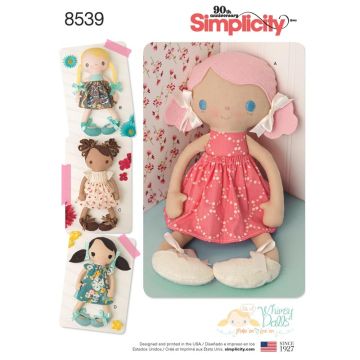Simplicity Sewing Pattern 8539 (OS) - 15" Stuffed Dolls & Clothes One Size SS8539OS One Size