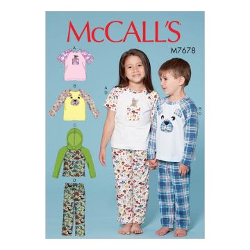 McCalls Sewing Pattern Childrens Animal Themed Tops and Pants  Age 2-8