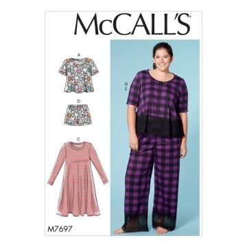 McCalls Sewing Pattern 7697 (B5) - Misses Tops, Dress, Shorts & Pants 8-16