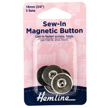 Hemline Sew In Button Nickel 18mm