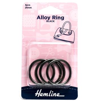Hemline Alloy Rings Black Nickel 26mm