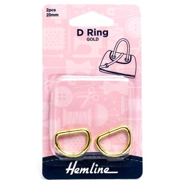 Hemline D Ring Gold 20mm
