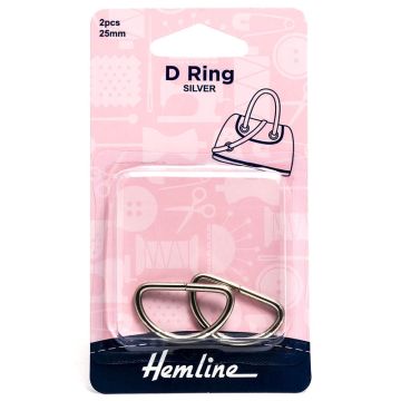 Hemline D Ring Nickel 25mm