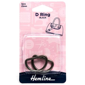 Hemline D Ring Black Nickel 25mm