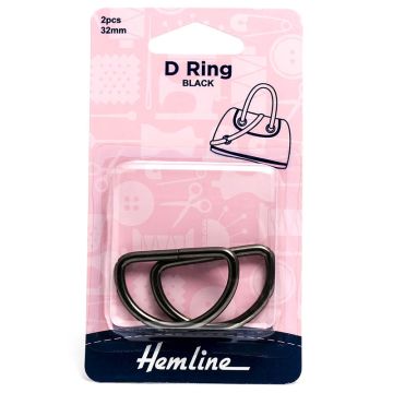 Hemline D Ring Black Nickel 32mm