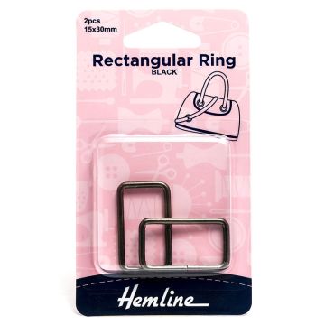 Hemline Rectangular Ring Black Nickel 15 x 30cm