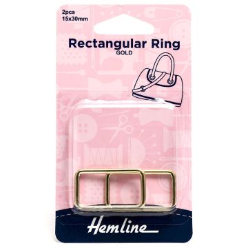Hemline Rectangular Ring Gold 15 x 30cm
