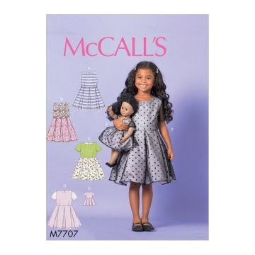 McCalls Sewing Pattern 7707 (CDD) - Girls Dress & Doll Dress Age 2-5 M7707 Age 2-5
