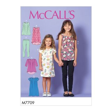 McCalls Sewing Pattern 7709 (CHJ) - Child Top Dress & Leggings 7-14 M7709 Age 7-14