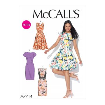 McCalls Sewing Pattern 7714 (A5) - Misses Petite Dresses 6-14 M7714 6-14