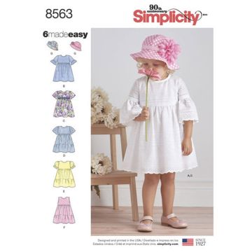 Simplicity Sewing Pattern 8563 (A) - Toddler Dress & Hat Age 6 Months-4 8563A Age 6 Months-4