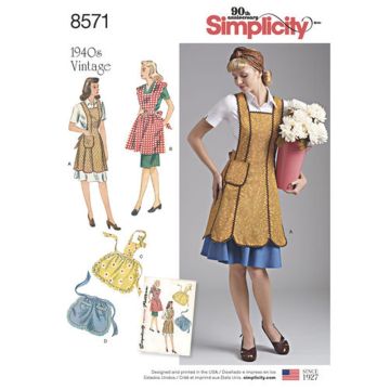 Simplicity Sewing Pattern 8571 (A) - Womens Vintage Aprons S-L 8571A S-L
