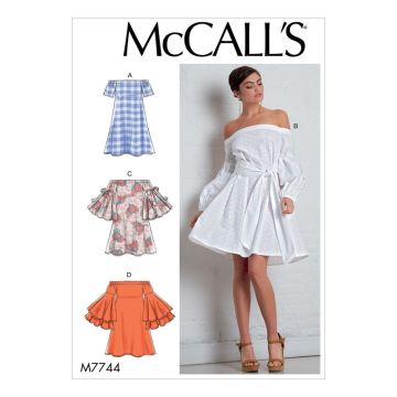 McCalls Sewing Pattern 7744 (E5) - Misses Dresses & Belt 14-22 M7744 14-22