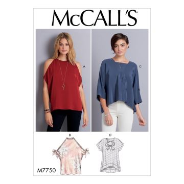 McCalls Sewing Pattern Misses Tops M7750 XS-M