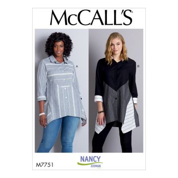 McCalls Sewing Pattern 7751 (OSZ) - Misses Shirts 6-22 M7751 6-22