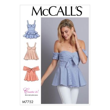 McCalls Sewing Pattern 7752 (E5) - Misses Tops 14-22 M7752 14-22