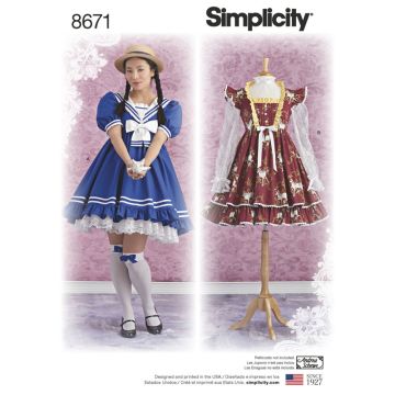Simplicity Sewing Pattern 8671 (D5) - Women's Lolita Costume Dresses 4-12 8671D5 4-12