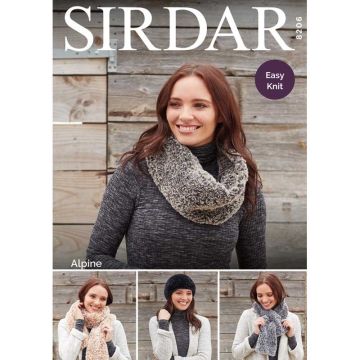 Sirdar Alpine Pull On Hat Scarf Snood and Tippet Pattern 8206 One Size