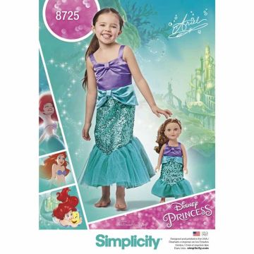 Simplicity Sewing Pattern 8725 (A) - Childs & 18" Doll Costumes 3-8 8725A 3-8