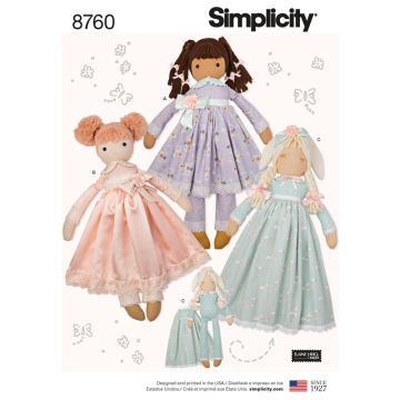 Simplicity Sewing Pattern 8760 (OS) - Stuffed Dolls One Size 8760OS One Size