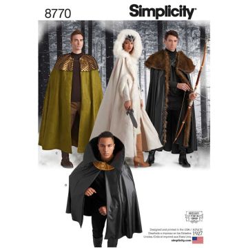 Simplicity Sewing Pattern 8770 (OS) - Unisex Costume Capes One Size 8770OS One Size
