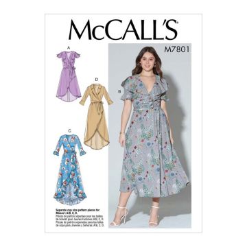 McCalls Sewing Pattern 7801 (A5) - Misses Dresses & Belt 6-14 M7801 6-14