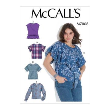 McCalls Sewing Pattern 7808 (E5) - Misses Tops 14-22