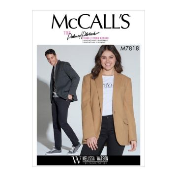 McCalls Sewing Pattern 7818 (XN) - Unisex Jacket XL-XXXL M7818 XL-XXXL