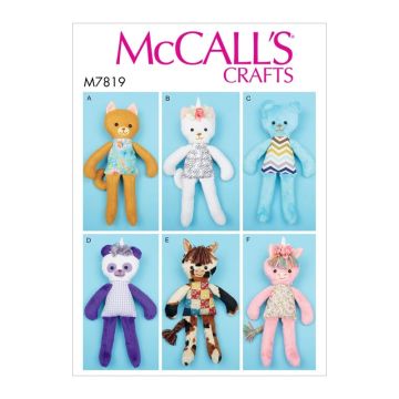 McCalls Sewing Pattern 7819 (OS) - Soft Toy Animals One Size M7819 One Size