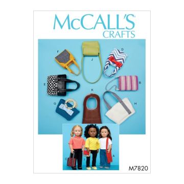 McCalls Sewing Pattern 7820 (OS) - Bags for 18" Dolls One Size