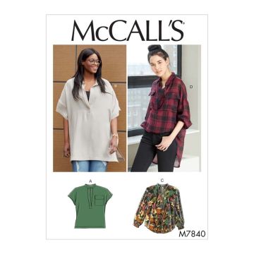 McCalls Sewing Pattern 7840 (B5) - Misses Tops 8-16