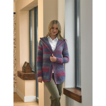 5063 Hooded Jacket Knitting Pattern Kit by Jenny Watson in James C. Brett Marble Chunky