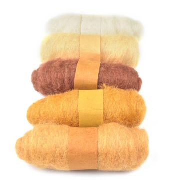 Felting Fibre Wool Asstd 20g 5 Rolls Creams 100g