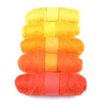 Felting Fibre Wool Asstd 20g 5 Rolls Yellows 100g