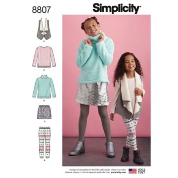 Simplicity Sewing Pattern 8807 (K5) - Child & Girls Sportswear Age 7-14 8807.K5 Age 7-14