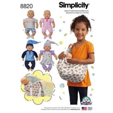 Simplicity Sewing Pattern 8820 (OS) - 15" Baby Doll Clothes One Size 8820OS One Size