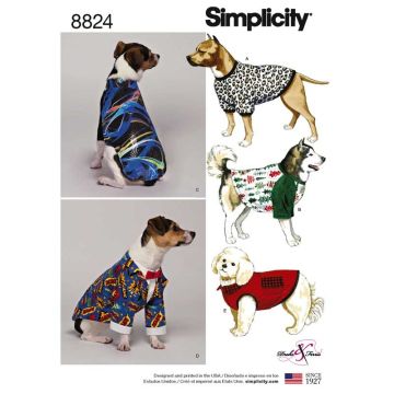 Simplicity Sewing Pattern 8824 (A) - Dog Coats in Three Sizes S-L 8824A S-L