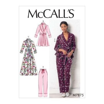 McCalls Sewing Pattern 7875 (Z) - Misses Jacket Robe Pants & Belt L-XL M7875Z L-XL
