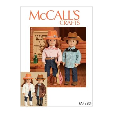 McCalls Sewing Pattern 7883 (OS) - Clothes & Hat Doll All Sizes M7883OSZ All Sizes