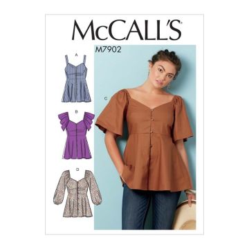 McCalls Sewing Pattern 7902 (A5) - Misses Tops 6-14 M7902A5 6-14