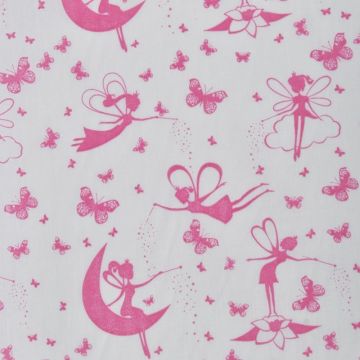 Fairies Poly Cotton Fabric Pink 110cm