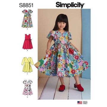 Simplicity Sewing Pattern 8851 (A) - Childs Dresses Age 3-8 8851A Age 3-8