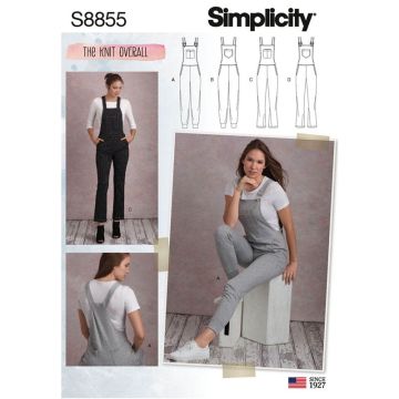 Simplicity Sewing Pattern 8855 (H5) - Misses Knit Overalls 6-14 8855H5 6-14