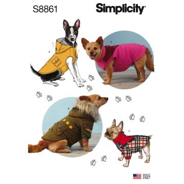 Simplicity Sewing Pattern 8861 (A) - Dog Coats S-L 8861A S-L