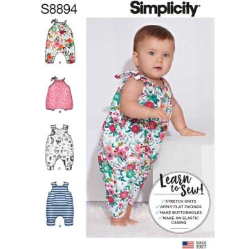 Simplicity Sewing Pattern 8894 (A) - Babies Knit Romper XXS-L 8894A XXS-L
