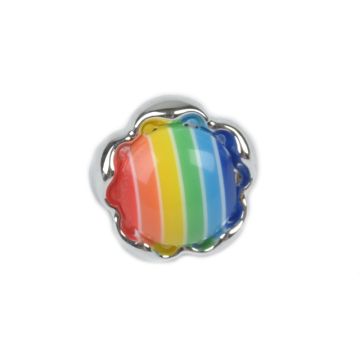 Rainbow Button Multi Silver 11mm