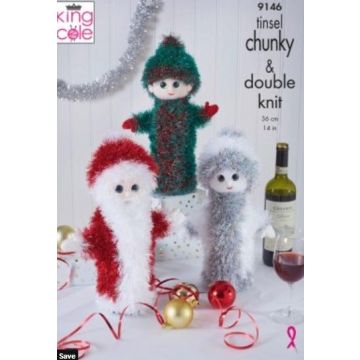 King Cole Christmas Wine Bottle Covers Pattern 9146 