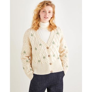 Sirdar Country Classic Worsted Womens Embroidered Lattice Cardigan 10166 
