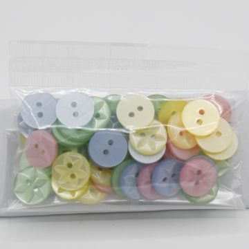 Bag of P86 Star Buttons Pastel Assorted 22 14mm x 50 pcs