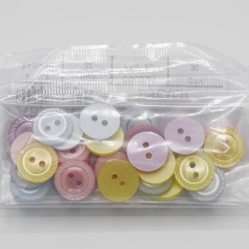 Bag of P527 Fancy Edge Buttons Pastel Assorted 22 14mm x 30 pcs